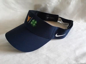 Nike Dri-Fit WVU West Virginia 4H adjustable Visor Blue Unisex New! - Picture 1 of 6