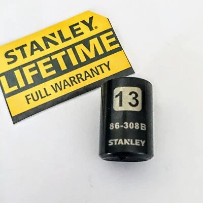 Enchufe Estándar Stanley 13 mm x 3/8" 86-308B Negro Cromo 6 Pt Envío Gratis Foto 1 de 3