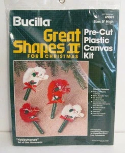 BUCILLA Great Shapes II 4 Hobby Horses 5" Tall Plastic Canvas Kit 61001 New - Picture 1 of 3