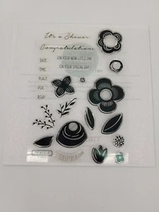 CTMH C1602 Shower Flowers  *NEW* Retired Close To My Heart Stamp Set - Picture 1 of 3