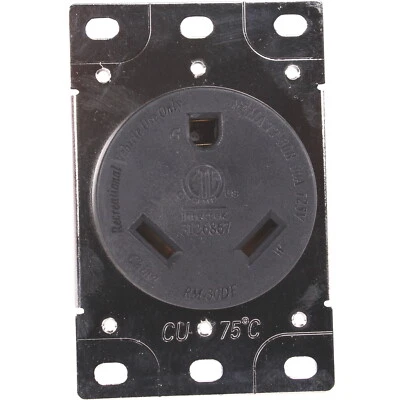 TT30R 125V Volt RV Trailer Camper 30 Amp Power Receptacle Mounting Plate Outlet - Image 1 of 4