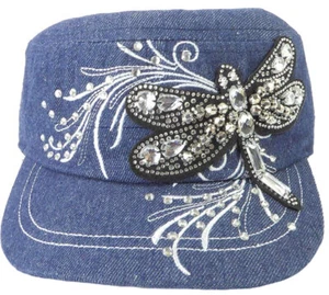 Libelle Strass verstellbar Kadettenkappe 7 Farbvariationen Damenmütze Neu mit Etikett - Bild 1 von 19