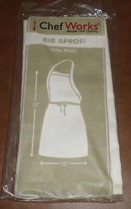 Chef Works Bib Apron APKDC White 33"x 30" Brand New Sealed - Picture 1 of 4