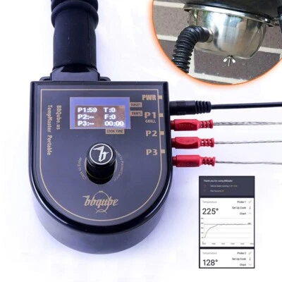 BBQUBE TempMaster Wireless BBQ Temperature Controller 4 Weber Kettle Smokey Mountain