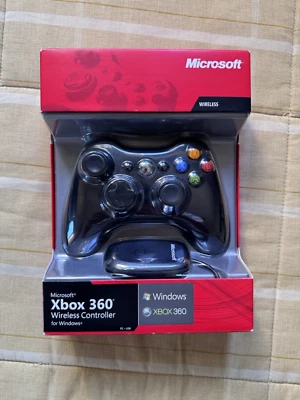 Microsoft Controller XBOX 360 Pari Al Nuovo Boxato Adattatore Pc - Immagine 1 di 4