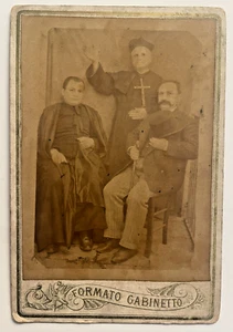 FATHER PRIEST Religion - Naples Italy - Large Cross -CABINET PHOTO Circa 1880's - Picture 1 of 5