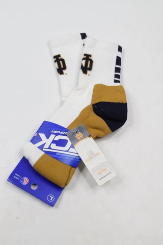 TCK Comfort Notre Dame NCAA White Quarter Cut Adult Socks L Cover
