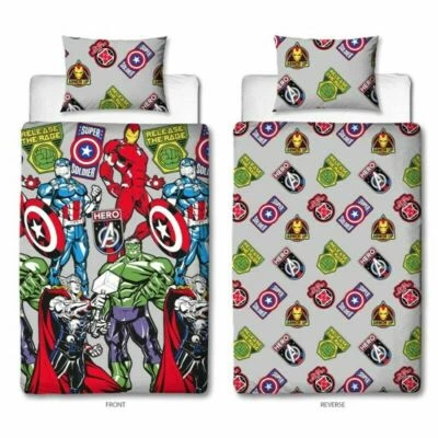 NUEVO Juego de funda nórdica edredón cama individual reversible 2 en 1 Marvel Avengers con licencia Foto 1 de 4