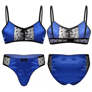 Men Sissy Sexy Lingerie Shiny Bra Lace Harness Bralette Top Crossdress Underwear - Picture 1 of 84