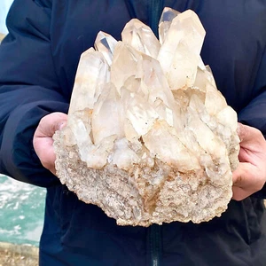 14.5LB Natural White Clear Quartz Mineral Specimen Crystal Cluster Reiki Decor - Picture 1 of 12