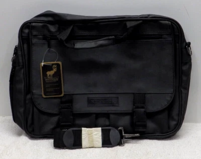 Maletín de cuero negro suave Renwick para computadora portátil bolsa de mensajero almacenamiento con correa nuevo con etiquetas Foto 1 de 4