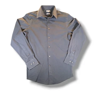 Merona Dark Gray Slim Fit Button Down Dress Shirt Long Sleeve Size S 16in Neck - Picture 1 of 9