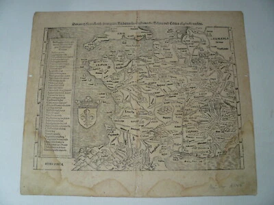Francia, año 1550, mapa, S. Münster, editado en su famosa cosmographia, Foto 1 de 4