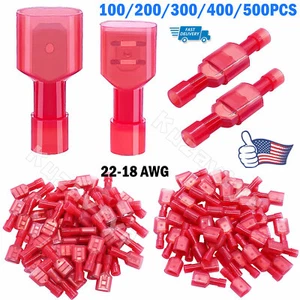 500X Female Male Insulated Spade Terminal Crimp Quick Disconnect Wire Connectors - Picture 1 of 19