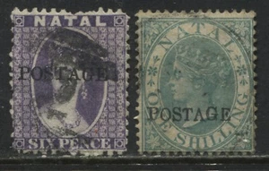 Natal QV 1875 6d and 1/ overprinted POSTAGE used - Picture 1 of 1