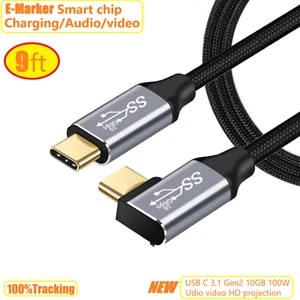 9ft L-shape Gen2 USB Type C 5A 100W  Fast Charging Quick charger 4K HD Cable - Picture 1 of 12