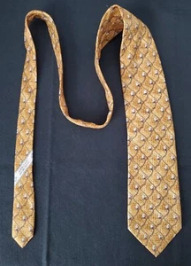 Joseph Abboud Jacquard Gold/Brown Silk Tie 59" x 4" Made in Italy - Picture 1 of 7