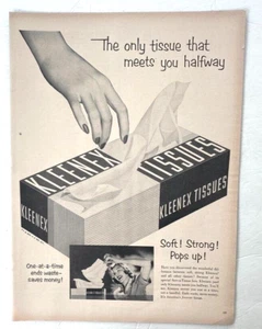 Kleenex Print Ad 1952 Tissues Soft Strong Pops Up Saves Money - Picture 1 of 1