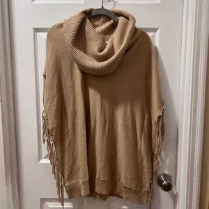 MICHAEL KORS Chic Cowl Neck Sweater w/Fringe Detail in Camel - Western - SZ M - Picture 1 of 6