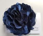  Girls Womens 3"satin & Net Full Flower Hair Clip, Brooch, corsage Navy Blue..UK
