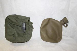 Used US Army Military 2 Quart Collapsible Canteen with OD Green Cover Surplus - Picture 1 of 7