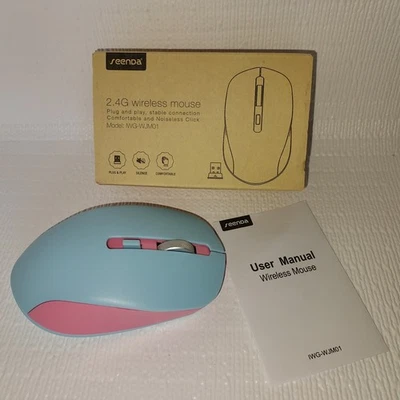 Seenda 2.4G Wireless Mouse Blue Pink Comfortable Noiseless Click IWG-WJM01 - Image 1 of 4