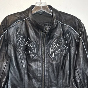 HEAVY Xelement Damen Motorrad Biker schwarz Lederjacke Reißverschlussfutter Gr. L - Bild 1 von 11