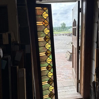 Ventana de popa decorativa de vitral antigua SG5099 14 1/8 por 81,5 Foto 1 de 4
