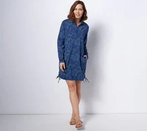 zuda UPF 50 Half Zip Cover Up Navy Dot XXS New - Picture 1 of 1
