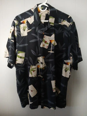 Boca Classic Island Wear Shirt Mens L 100% Silk Aces Poker Cards Casual Stylish - Image 1 of 4