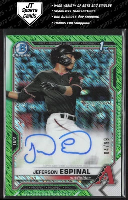 2021 Bowman Jefferson Espinal CPA-JE 1st Green Shimmer Refractor Auto /99 - Image 1 of 2