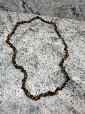 Tiger's Eye Chip Bead Necklace 16" Strand Polished Gemstone Jewelry Gift Womens - Image 1 of 4