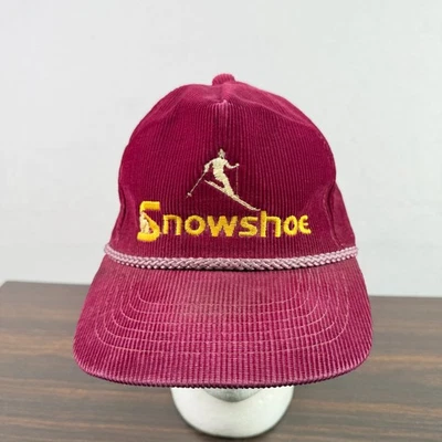 Винтажный снегоступ шляпа водитель грузовика крышка вельвет красный регулируемый бейсболки лыж 80-х - Изображение 1 из 4