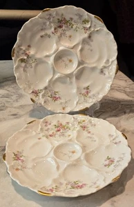 ANTIGUO PAR 9" CHARLES AHRENFELDT LIMOGES 6 PLATOS DE OSTRAS POZO EXCELENTE ESTADO - Imagen 1 de 23