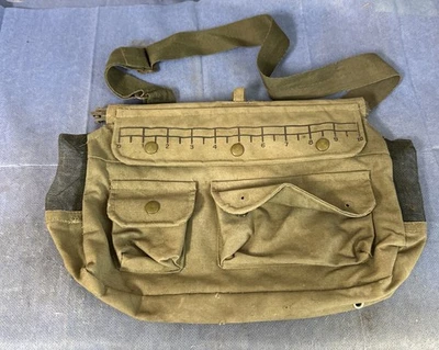 Creel de pesca con mosca de lona vintage con correa Foto 1 de 4