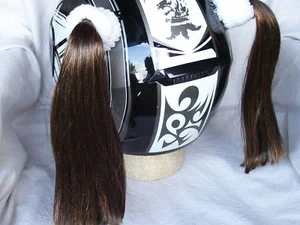 HELMET PIGTAILS.BROWN... MOTORCYCLE, BIKE or SKATEBOARD - Picture 1 of 3