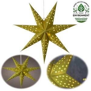 Edler 3D Leuchtstern Samt Papierstern Grün 40cm 10 LED Faltstern Batterie Timer - Bild 1 von 5