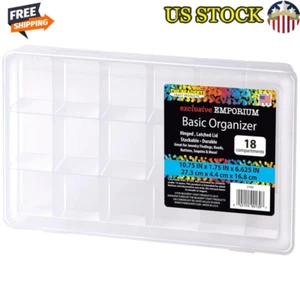 18 Compartment Storage Box Clear Plastic Organizer Craft Home Office Garage New - Picture 1 of 4
