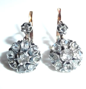 Ohrringe antik 750 Gelbgold 0.90ct. Diamanten um 1880 16,6 mm lang 3,6gr - Picture 1 of 17