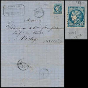 FRANCE 1871, BORDEAUX ISSUE, Yvert N°45, 20c ON ENTIRE LETTER TO VICHY. #A363 - Picture 1 of 4