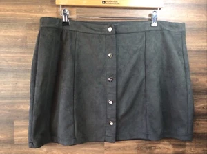Primark Dark Grey Suede Feel Button Through Mini Skirt Size 20 Ex Con - Picture 1 of 4