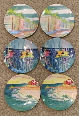NUEVO juego de seis 6 placas laterales de melamina Anthropologie BLAKELY LITTLE MADE 6-3/4” Foto 1 de 4