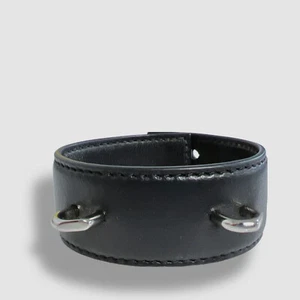 $490 Givenchy Women's Black Lock Leather Cuff Snap Bracelet - Picture 1 of 3