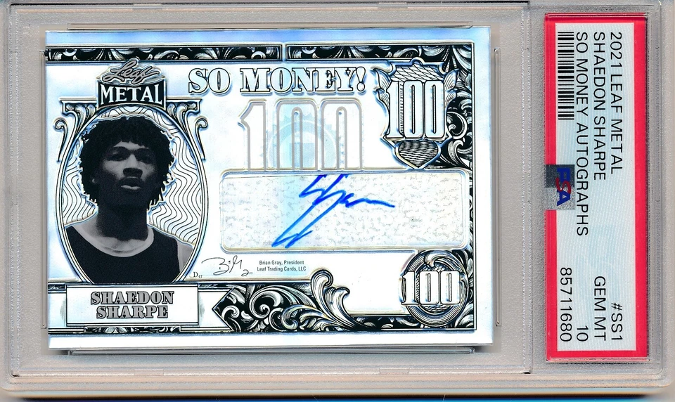 2021 LEAF METAL SO MONEY AUTOGRAPHS SHAEDON SHARPE AUTO #SS1 PSA 10 GEM MINT - Image 1 of 1