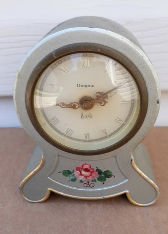 Vtg FABRIK SSS MARKE SCHMID Desk Wind up Clock D.B.P. ANGEM  Germany Mechanical Cover