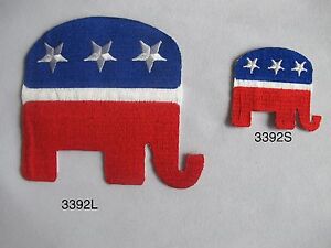 #3392 GOP Elephant Patch-Conservative Republican Decal Embroidery Applique Patch