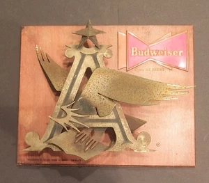 Seltenes 50er Jahre Budweiser Werbeschild Metall & Holz - Bild 1 von 11