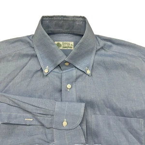 Luigi Borrelli Shirt Men's 15.5 / R Blue Button Up Solid Italy 100% Cotton - Picture 1 of 12