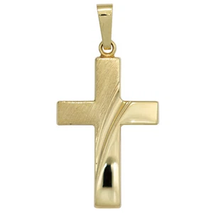 JOBO Anhänger Kreuz 585 Gold Gelbgold teil matt Kreuzanhänger Goldkreuz - Bild 1 von 1