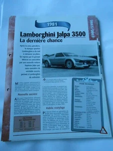 Lamborghini Jalpa 3500 1981 Fiche Technique Auto - Picture 1 of 1